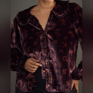 NWOT Anthro Pilcro Keira Collared Button-Front Blouse Long-Sleeve 2X